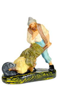 contadino con attrezzo figura in gesso artigianale per presepe made in italy