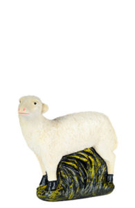 pecorella in gesso dipinto a mano per presepi artigianali made in italy